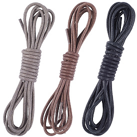 3 пары 3 цвета круглый вощеный шнур шнурок