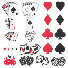 23Pcs Playing Card Theme Cloth Embroidery Applqiues, Iron on Sew on Patches, Costume Ornament Accessories
