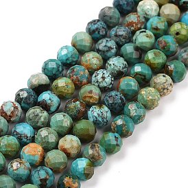 Perlas naturales de color turquesa Hubei hebras, facetados, rondo