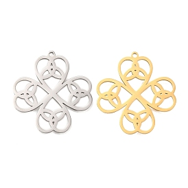 304 Stainless Steel Pendants, Laser Cut, Clover with Trinity Knot Charm