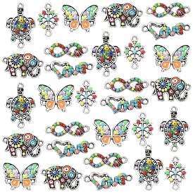 Alloy Connector Charms, with Colorful Glass Seed Beads, Butterfly Links