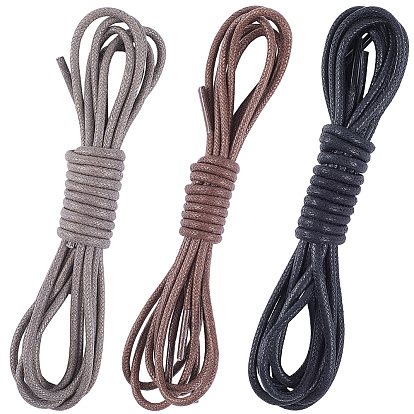 3 пары 3 цвета круглый вощеный шнур шнурок