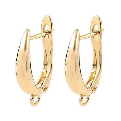 SHEGRACE Brass Hoop Earring Findings, with Loop, Cadmium Free & Lead Free & Nickel Free