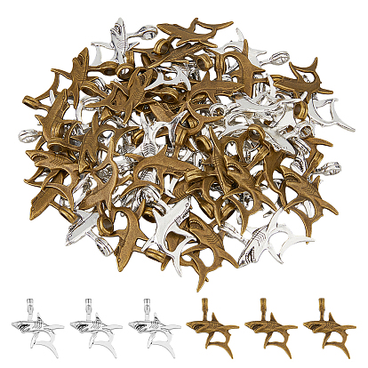 60 шт 2 цвета подвески из сплава в тибетском стиле, акула