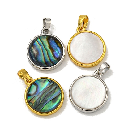 Стойки с латунным покрытием, подвески из натуральных ракушек, плоско-круглые