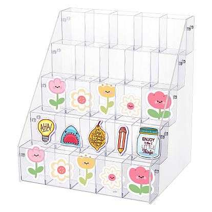 Porte-stylo transparent en acrylique à grilles, à plusieurs niveaux, présentoir à crayons