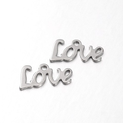 304 Stainless Steel Charms, Word LOVE Pendants for Valentine'Day