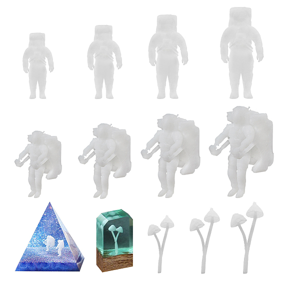 DIY Crystal Epoxy Resin Material Filling, Spaceman/Mushroom, for Jewelry Making Crafts, with Transparent Disposable Resin Tube/Box