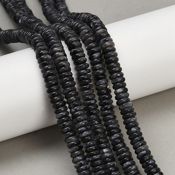 Натуральные нити бус из ларвикита, рондель