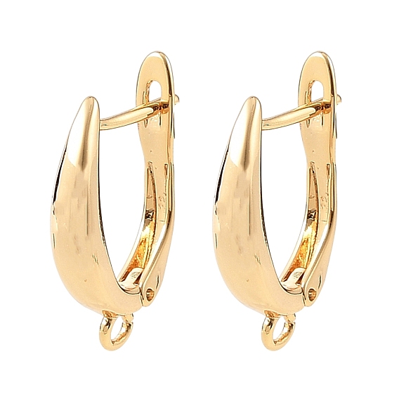 SHEGRACE Brass Hoop Earring Findings, with Loop, Cadmium Free & Lead Free & Nickel Free
