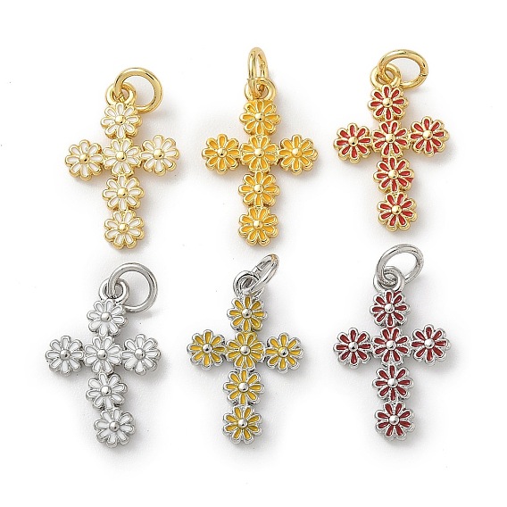 Латунь эмаль подвески, крест прелести, с целью перехода в кольце, стойки покрытие, долговечный, без свинца и без кадмия