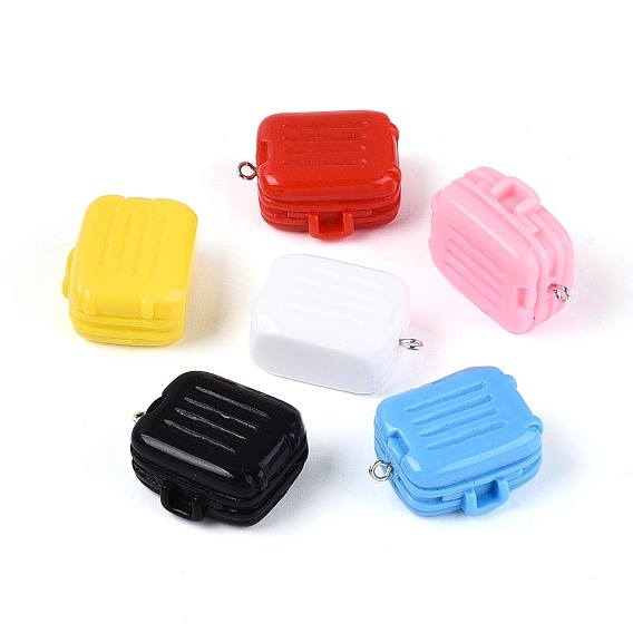 Непрозрачные подвески смолы, чемодан очарование, с железной платиной петлей