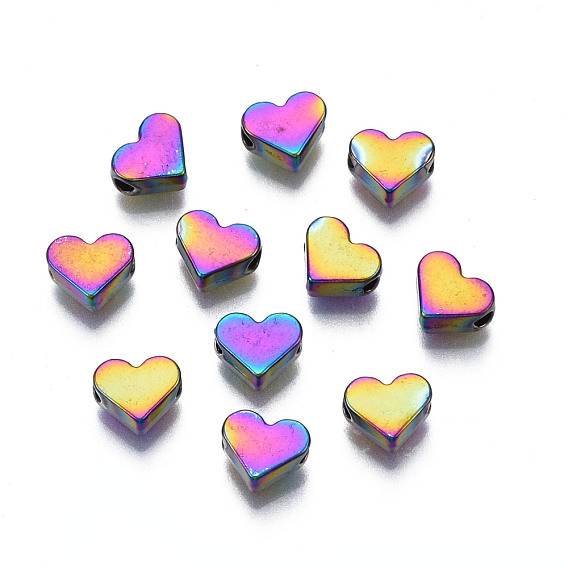 Perlas de aleación de color arco iris chapado en estante, sin cadmio y níque y plomo, corazón