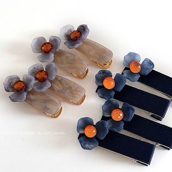 Заколки для волос из пластика с литой кожей аллигатора, цветок, для женщин или девочек