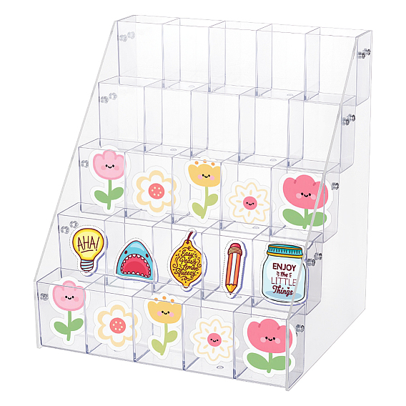 Porte-stylo transparent en acrylique à grilles, à plusieurs niveaux, présentoir à crayons