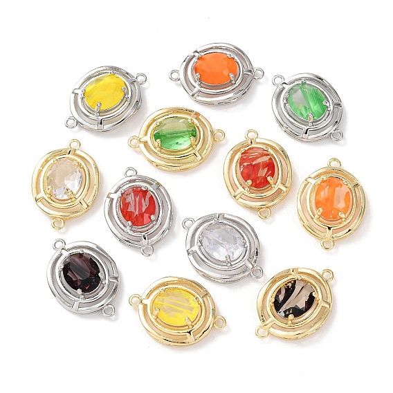 Подвески из латуни со стеклянным креплением, овальные связи