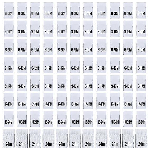 400шт. 8 модели, полиэстер, детская одежда, размерная бирка, бирка с размером, прямоугольные