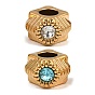 304 Stainless Steel Rhinestone European Beads, Large Hole Beads, Rhombus, Ion Plating(IP), Long-Lasting Plated