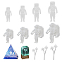 DIY Crystal Epoxy Resin Material Filling, Spaceman/Mushroom, for Jewelry Making Crafts, with Transparent Disposable Resin Tube/Box