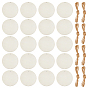 50Pcs Unfinished Wood Big Pendants, with 5Pcs Jute Cord, Flat Round