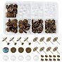 DIY 30 Pairs Half Round Stud Earring Making Kits, Including Transparent Glass Cabochons, Brass Stud Earring Settings and Iron Ear Nuts