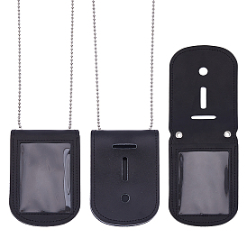2Pcs Cowhide Badge Cover, with Zinc Alloy Chain