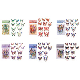 Laser Butterfly PET Scrapbooking Stickers, Self Adhesive Stickers, for Diary, Album, Notebook, DIY Arts and Crafts
