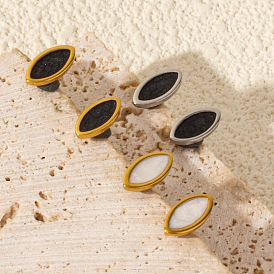 Простые серьги-гвоздики из нержавеющей стали с конским глазом