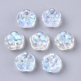 Galvanoplastie perles de verre transparentes, de couleur plaquée ab , fleur