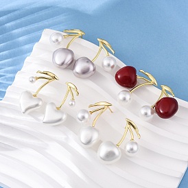 Серьги-гвоздики из вишневой латуни, с искусственной оболочкой, золотые