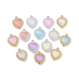 UV Plating Alloy with Mixed Color Glass Rhinestone Pendants, Cadmium Free & Lead Free, Heart