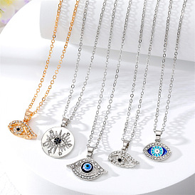 Bohemian Geometric Evil Eye Necklace with Unique Phoenix Eye Pendant for Couples Sweater Chain