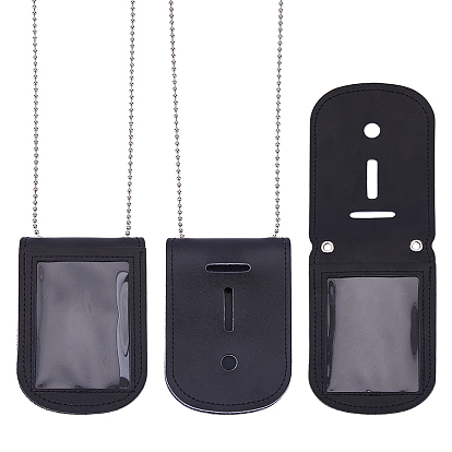 2Pcs Cowhide Badge Cover, with Zinc Alloy Chain