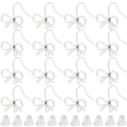 28шт. латунный крючок для сережек в форме банта, с петлями и 40пластиковыми ушными гайками