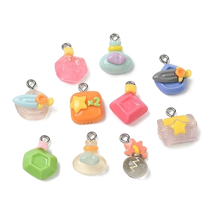 Непрозрачные и прозрачные подвески из смолы, очарование смешанных форм, с петлей из нержавеющей стали, цвет нержавеющей стали