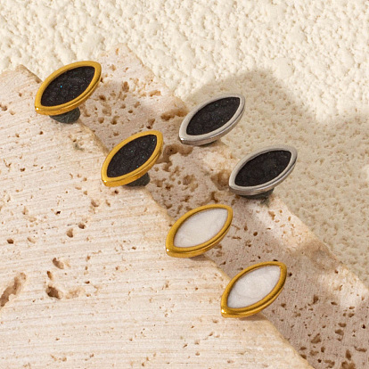 Простые серьги-гвоздики из нержавеющей стали с конским глазом