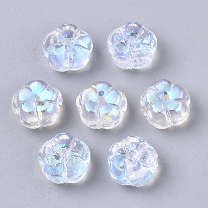 Galvanoplastie perles de verre transparentes, de couleur plaquée ab , fleur