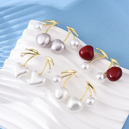 Серьги-гвоздики из вишневой латуни, с искусственной оболочкой, золотые