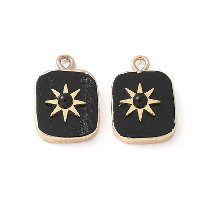 304 подвески из нержавеющей стали, квадрат с солнечными подвесками, ионное покрытие (ip), с черным агатом