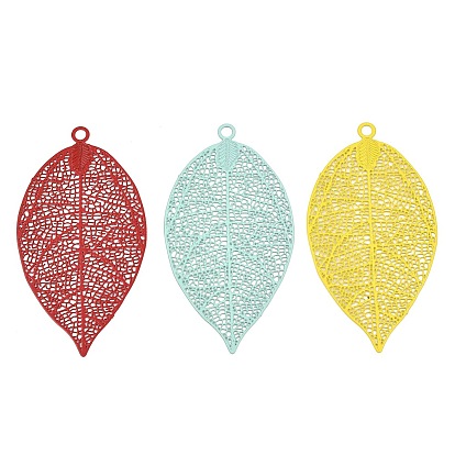 Spray Painted 403 Stainless Steel Pendants, Leaf Charms