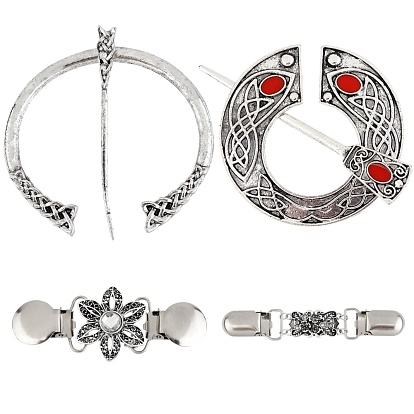 Broche ronde et plate en alliage, Épingle en émail et clips de cardigan en alliage rétro et écharpe châle boucle fermoir broche broche, sans cadmium et sans plomb