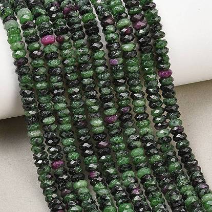 Natural Ruby in Zoisite Beads Strands, Faceted Rondelle