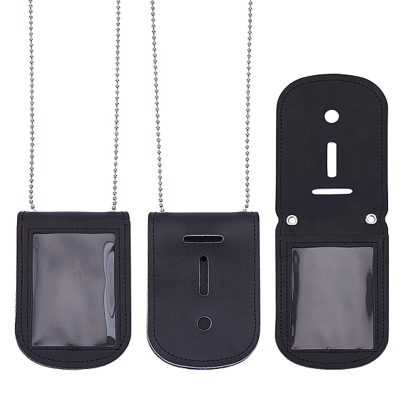 2Pcs Cowhide Badge Cover, with Zinc Alloy Chain