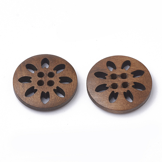 4-Hole Wooden Buttons, Flat Round