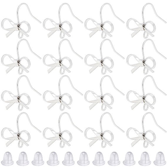 28шт. латунный крючок для сережек в форме банта, с петлями и 40пластиковыми ушными гайками