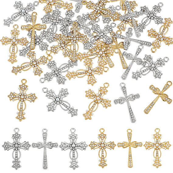 36шт 6 стили подвески со стразами из сплава, крест прелести