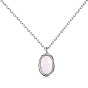 Oval 925 Sterling Silver Pendant Necklaces, with Synthetic Opal