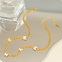 Hip Hop White Shell Inlaid Cuban Chain Jewelry Stainless Steel Necklace for Women