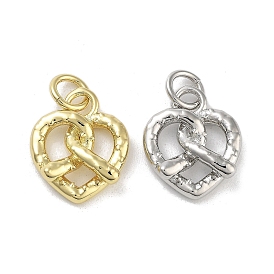 Rack Plating Heart Brass Pendants, with Jump Rings, Long-Lasting Plated, Lead Free & Cadmium Free