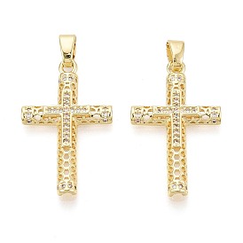 Религиозные латунные подвески с микропаве из прозрачного кубического циркония, крест прелести